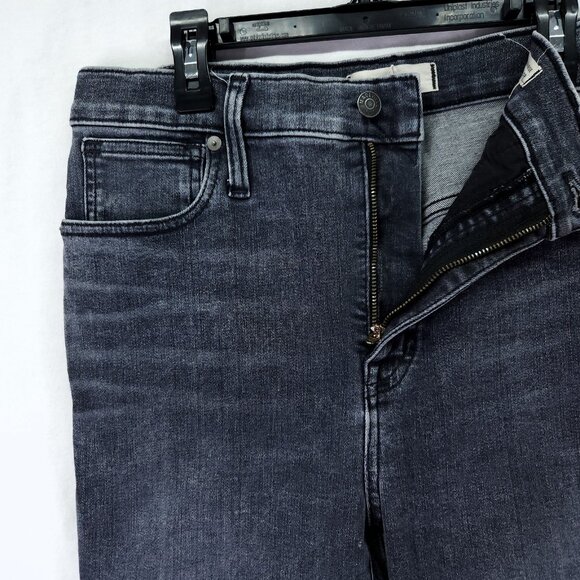 Madewell 10" High Rise Skinny Crop Jeans Size 30 Dark Wash with Whiskering - Picture 6 of 14